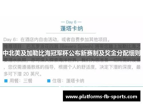 中北美及加勒比海冠军杯公布新赛制及奖金分配细则